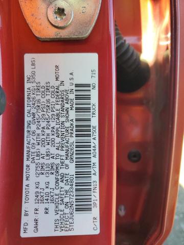 5TEJU62N57Z334801 - 2007 TOYOTA TACOMA DOUBLE CAB PRERUNNER ORANGE photo 12