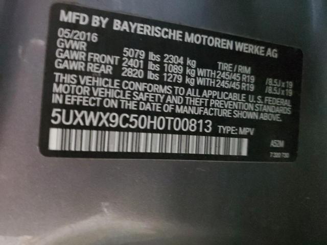 5UXWX9C50H0T00813 - 2017 BMW X3 XDRIVE28I SILVER photo 13