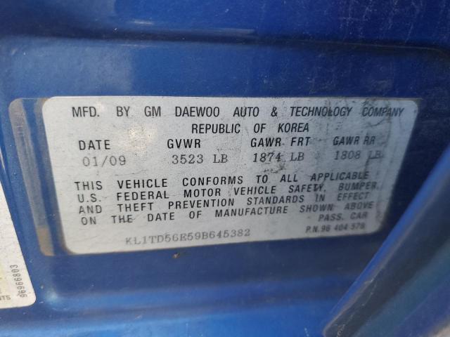 KL1TD56E59B645382 - 2009 CHEVROLET AVEO LS ლურჯი ფოტო 12