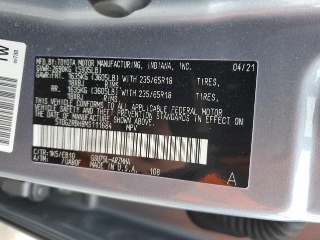 5TDGZRBH8MS111684 - 2021 TOYOTA HIGHLANDER XLE BLUE photo 14