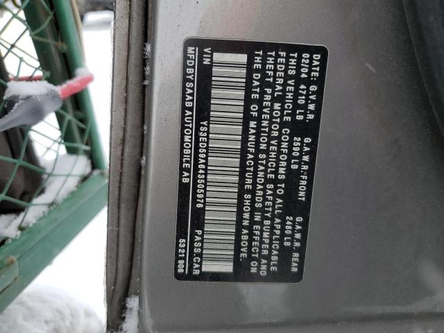 YS3ED59A643505976 - 2004 SAAB 9-5 ARC GRAY photo 12