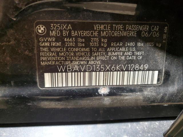 WBAVD135X6KV12849 - 2006 BMW 325 XI BLACK photo 12