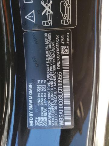 WBSAE0C03LCD88955 - 2020 BMW M8 BLACK photo 12