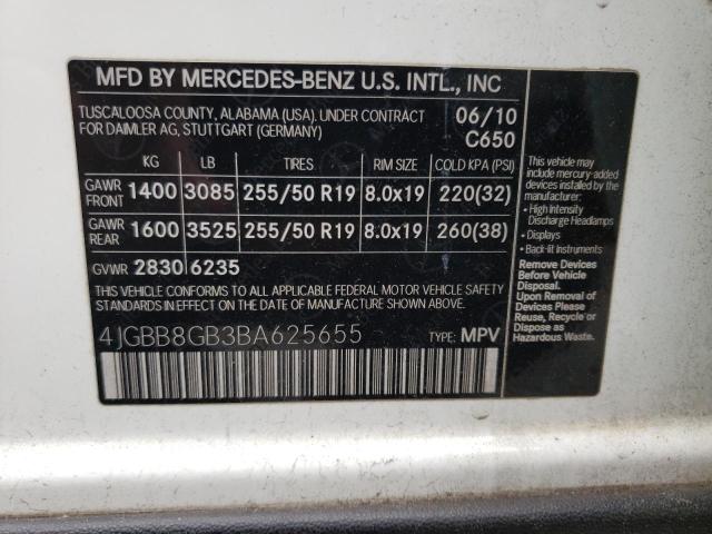 4JGBB8GB3BA625655 - 2011 MERCEDES-BENZ ML 350 4MATIC TWO TONE photo 13