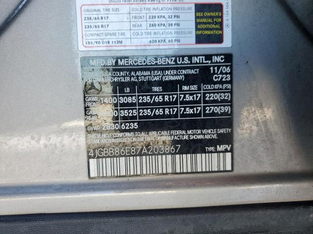 4JGBB86E87A203867 - 2007 MERCEDES-BENZ ML 350 SILVER photo 12