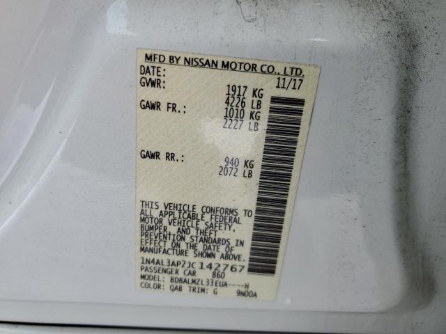 1N4AL3AP2JC142767 - 2018 NISSAN ALTIMA 2.5 WHITE photo 12