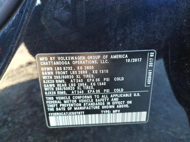 1V2ER2CA7JC537877 - 2018 VOLKSWAGEN ATLAS SEL BLACK photo 14