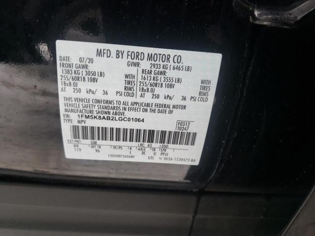 1FM5K8AB2LGC01064 - 2020 FORD EXPLORER POLICE INTERCEPTOR 黑色 照片 12