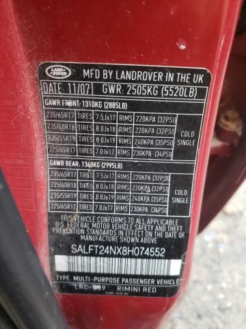 SALFT24NX8H074552 - 2008 LAND ROVER LR2 HSE TECHNOLOGY RED photo 13