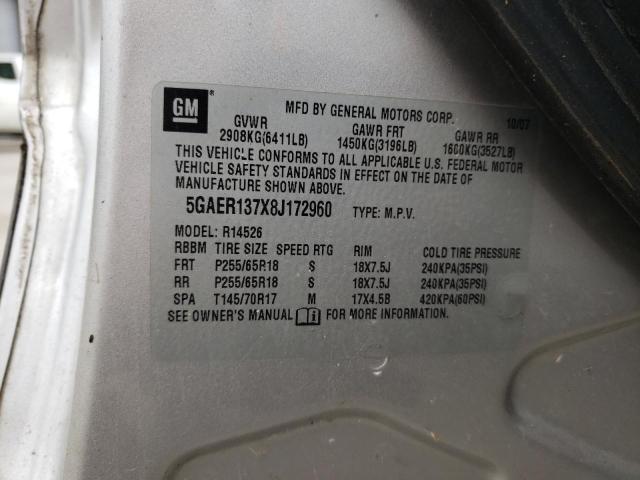 5GAER137X8J172960 - 2008 BUICK ENCLAVE ES CX SILVER photo 13