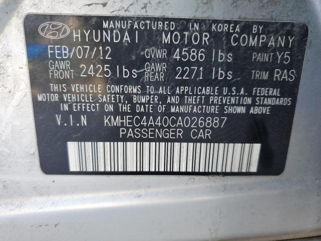 KMHEC4A40CA026887 - 2012 HYUNDAI SONATA HYBRID SILVER photo 12