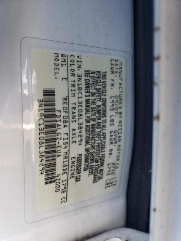 3N1BC13E08L384294 - 2008 NISSAN VERSA S WHITE photo 12