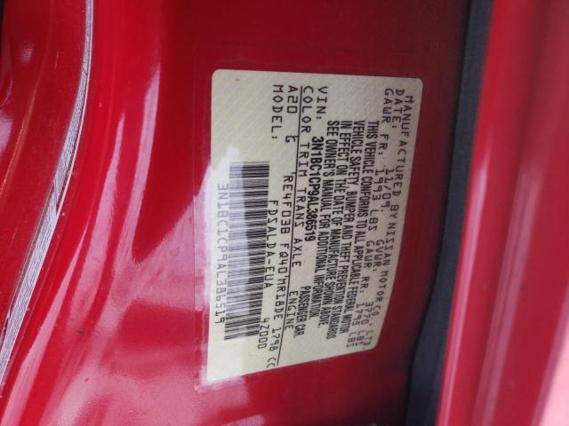 3N1BC1CP9AL386519 - 2010 NISSAN VERSA S RED photo 12