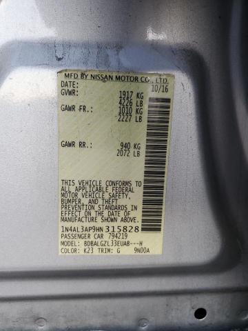 1N4AL3AP9HN315828 - 2017 NISSAN ALTIMA 2.5 SILVER photo 12