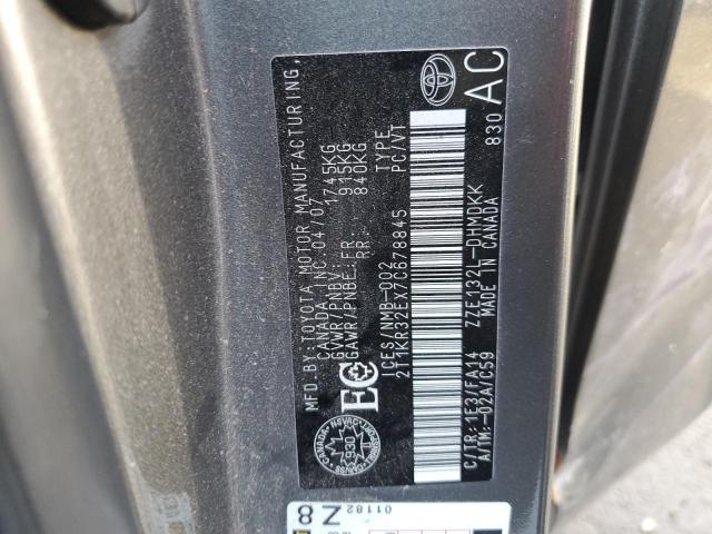 2T1KR32EX7C678845 - 2007 TOYOTA COROLLA MA XR GRAY photo 12