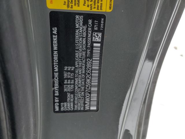 WMWXP7C59K2C62892 - 2019 MINI COOPER S GRAY photo 13