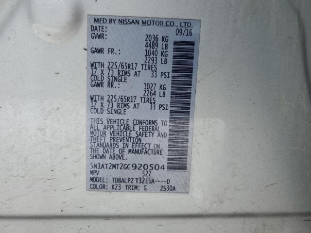 5N1AT2MT2GC920504 - 2016 NISSAN ROGUE S SILVER photo 13