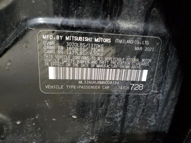 ML32AUHJ6MH008334 - 2021 MITSUBISHI MIRAGE ES BLACK photo 12