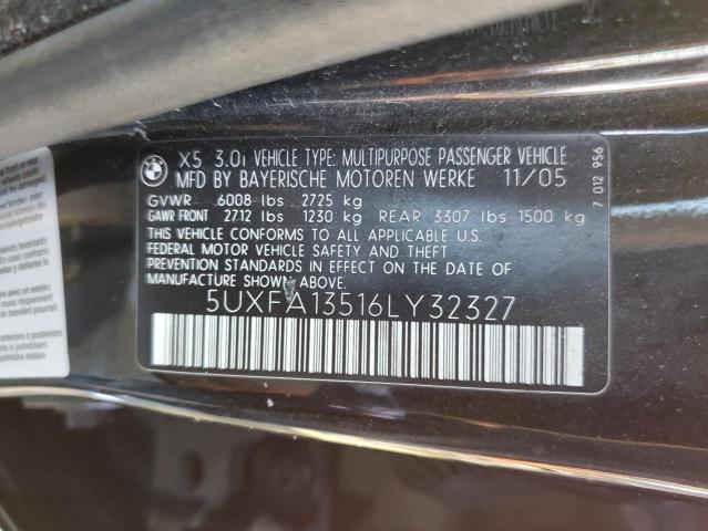 5UXFA13516LY32327 - 2006 BMW X5 3.0I BLACK photo 13