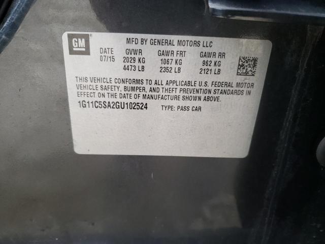 1G11C5SA2GU102524 - 2016 CHEVROLET MALIBU LIM LT 灰色 照片 12