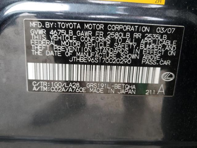 JTHBE96S170020290 - 2007 LEXUS GS 350 GRAY photo 13