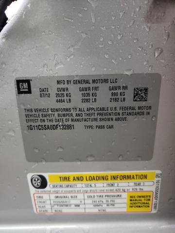 1G11C5SA0DF132881 - 2013 CHEVROLET MALIBU 1LT 银色 照片 12