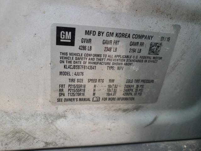 KL4CJBSB7FB143541 - 2015 BUICK ENCORE CONVENIENCE 银色 照片 13