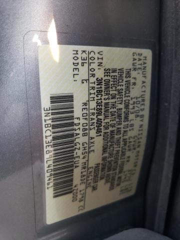 3N1BC13E89L409461 - 2009 NISSAN VERSA S GRAY photo 13