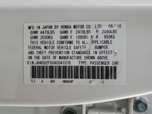 JH4CU2F6XAC041078 - 2010 ACURA TSX WHITE photo 12