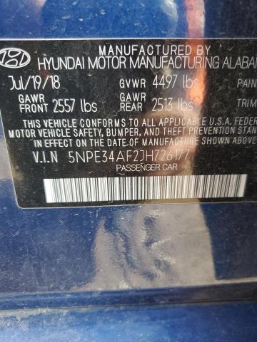 5NPE34AF2JH726177 - 2018 HYUNDAI SONATA SPORT BLUE photo 12