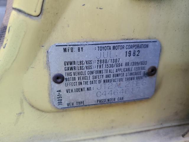 JT2AL21E3C4464617 - 1982 TOYOTA TERCEL DELUXE YELLOW photo 12