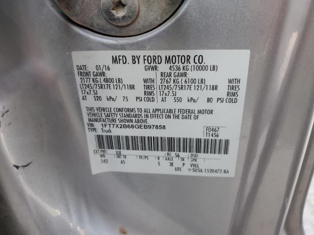 1FT7X2B68GEB97858 - 2016 FORD F250 SUPER DUTY SILVER photo 12