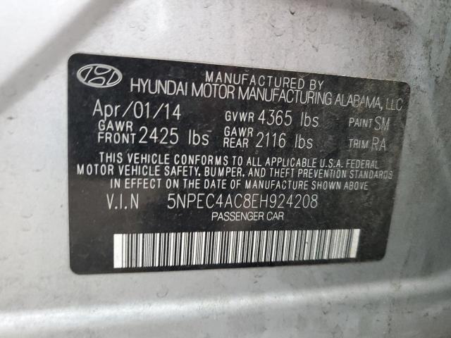 5NPEC4AC8EH924208 - 2014 HYUNDAI SONATA SE GRAY photo 12