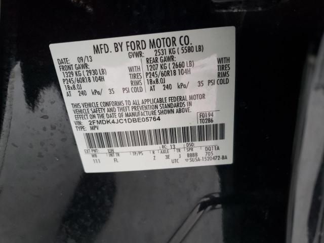 2FMDK4JC1DBE05764 - 2013 FORD EDGE SEL BLACK photo 14