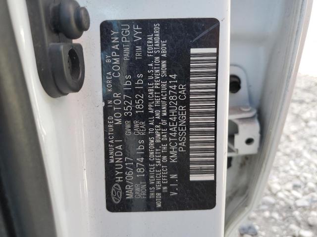 KMHCT4AE4HU287414 - 2017 HYUNDAI ACCENT SE WHITE photo 13