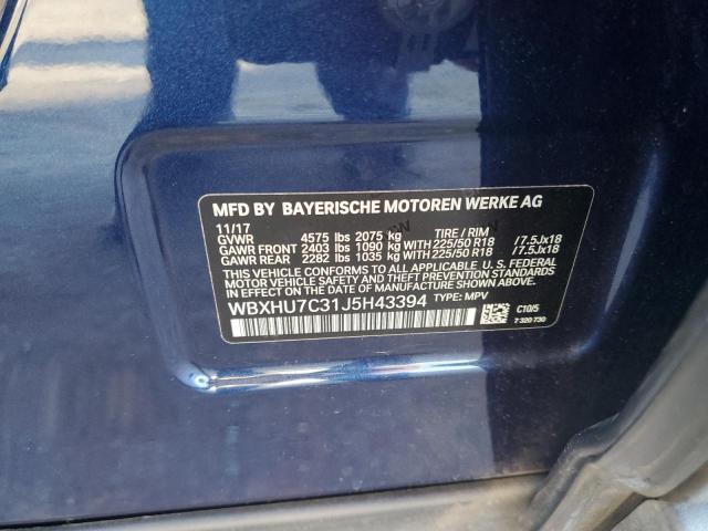 WBXHU7C31J5H43394 - 2018 BMW X1 SDRIVE28I BLUE photo 13