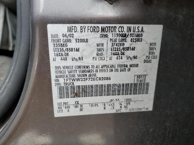 1FTWW33F72EC82086 - 2002 FORD F350 SUPER DUTY GRAY photo 13