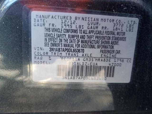 3N1AB7AP0DL653670 - 2013 NISSAN SENTRA S BLUE photo 12