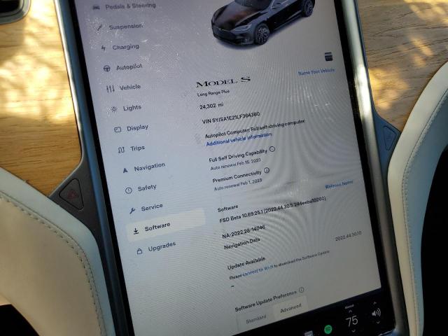 5YJSA1E21LF364360 - 2020 TESLA MODEL S Սև լուսանկար 9