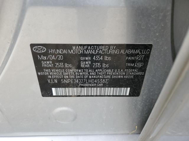 5NPEJ4J27LH045387 - 2020 HYUNDAI SONATA SEL PLUS SILVER photo 13