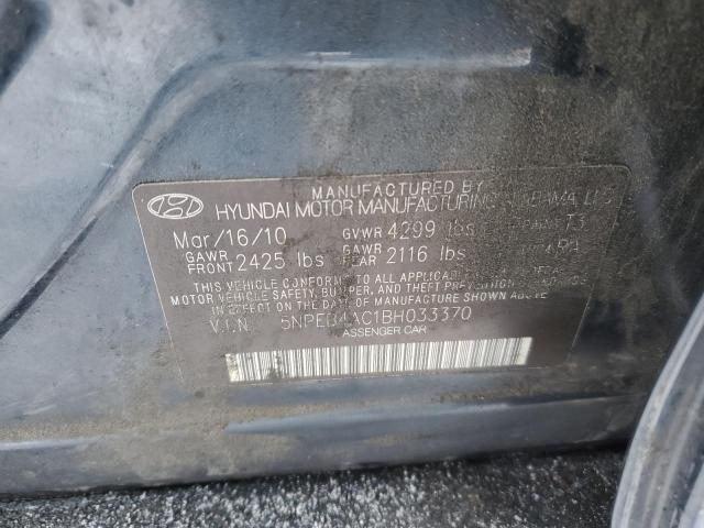 5NPEB4AC1BH033370 - 2011 HYUNDAI SONATA GLS BLUE photo 12