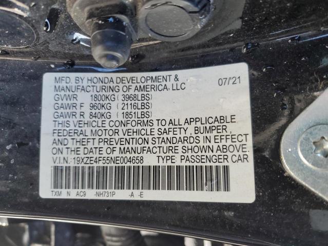 19XZE4F55NE004658 - 2022 HONDA INSIGHT EX BLACK photo 12