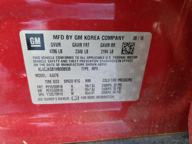 KL4CJASB1HB008939 - 2017 BUICK ENCORE PREFERRED RED photo 14