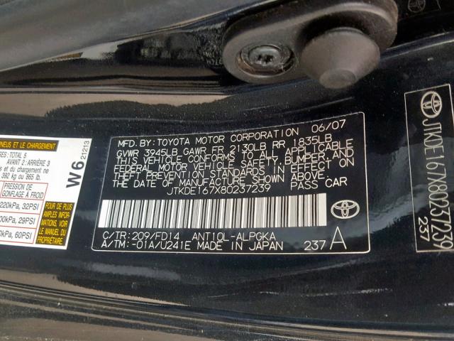 JTKDE167X80237239 - 2008 TOYOTA SCION TC  photo 10