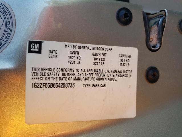 1G2ZF55B664258736 - 2006 PONTIAC G6 SE GOLD photo 13