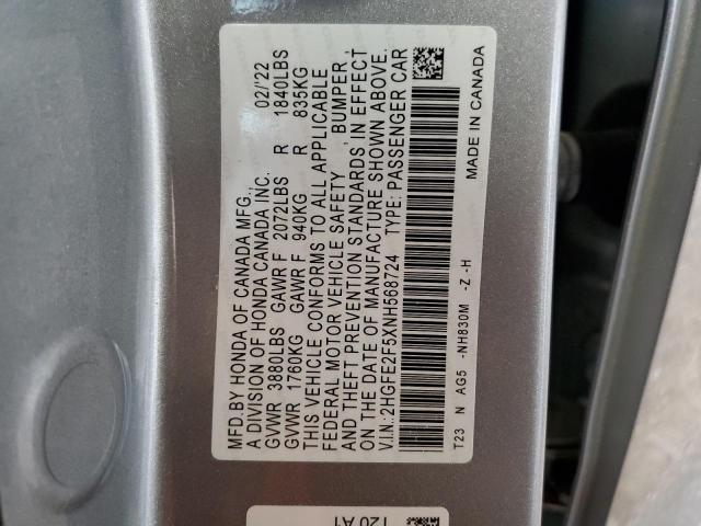 2HGFE2F5XNH568724 - 2022 HONDA CIVIC SPORT 银色 照片 13