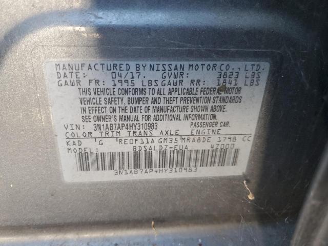 3N1AB7AP4HY310983 - 2017 NISSAN SENTRA S GRAY photo 12