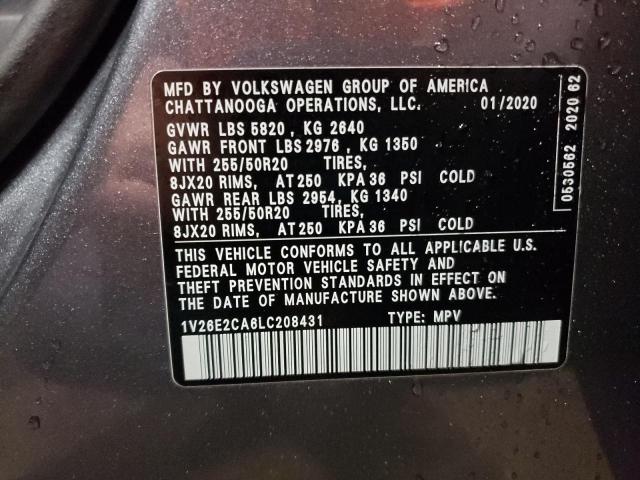 1V26E2CA6LC208431 - 2020 VOLKSWAGEN ATLAS CROS SE Srebrny zdjęcie 12