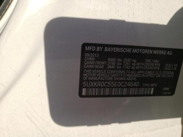 5UXKR0C55E0C24640 - 2014 BMW X5 XDRIVE35I WHITE photo 13