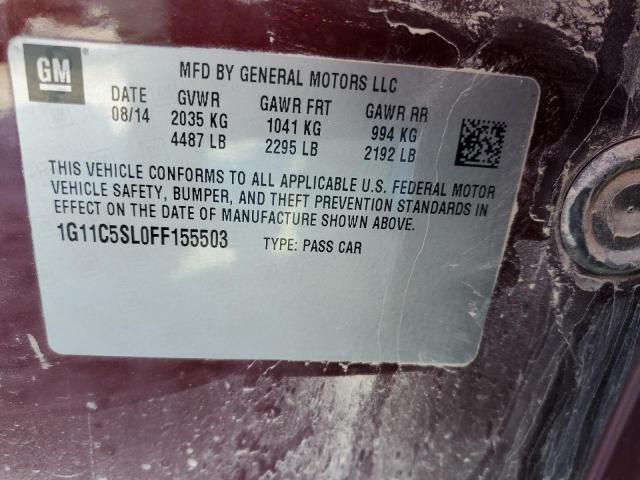 1G11C5SL0FF155503 - 2015 CHEVROLET MALIBU 1LT 勃艮第红 照片 12